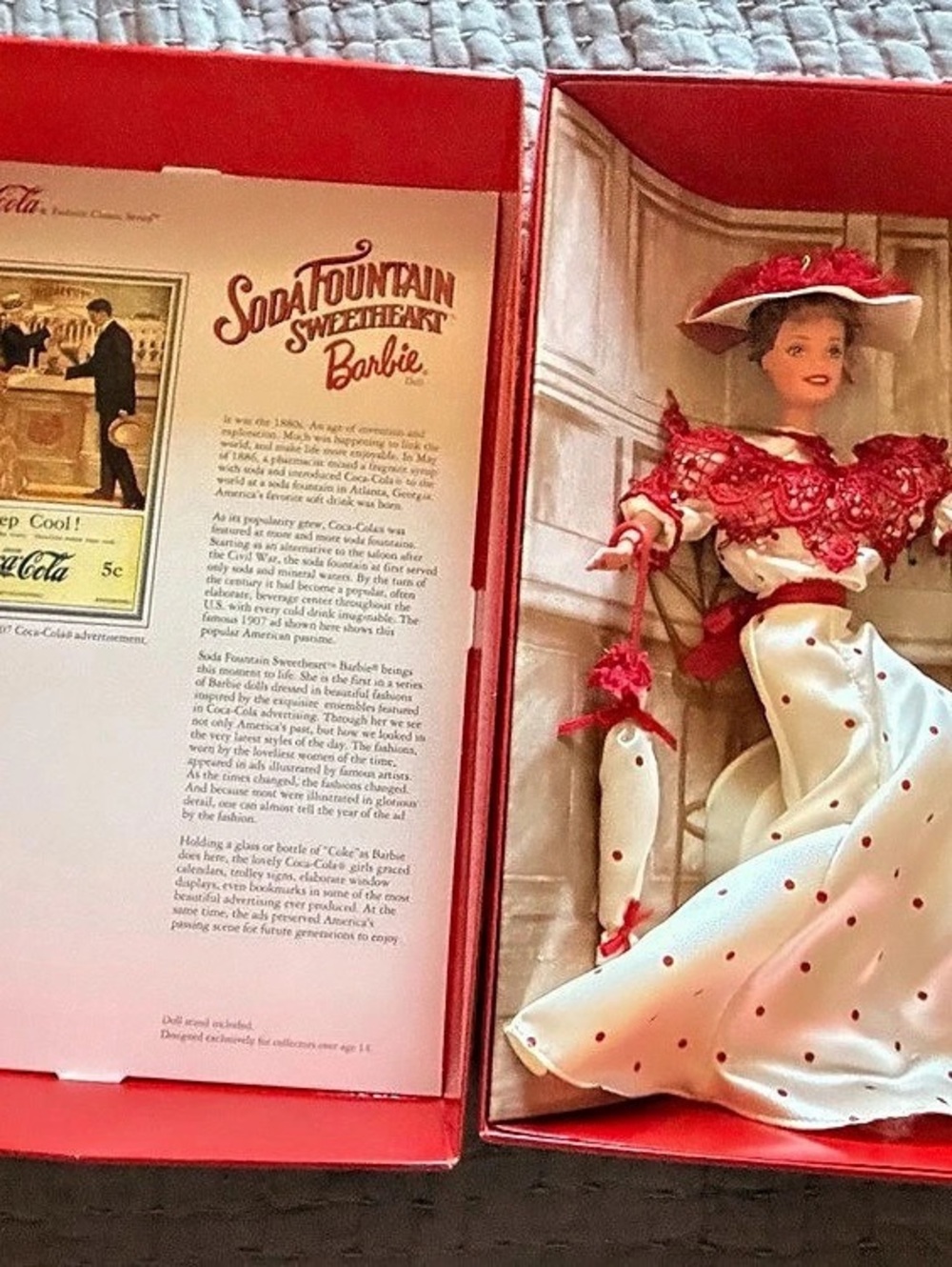 Barbie Soda Fountain Sweetheart Barbie Collectible Doll in Red & Cream Like New